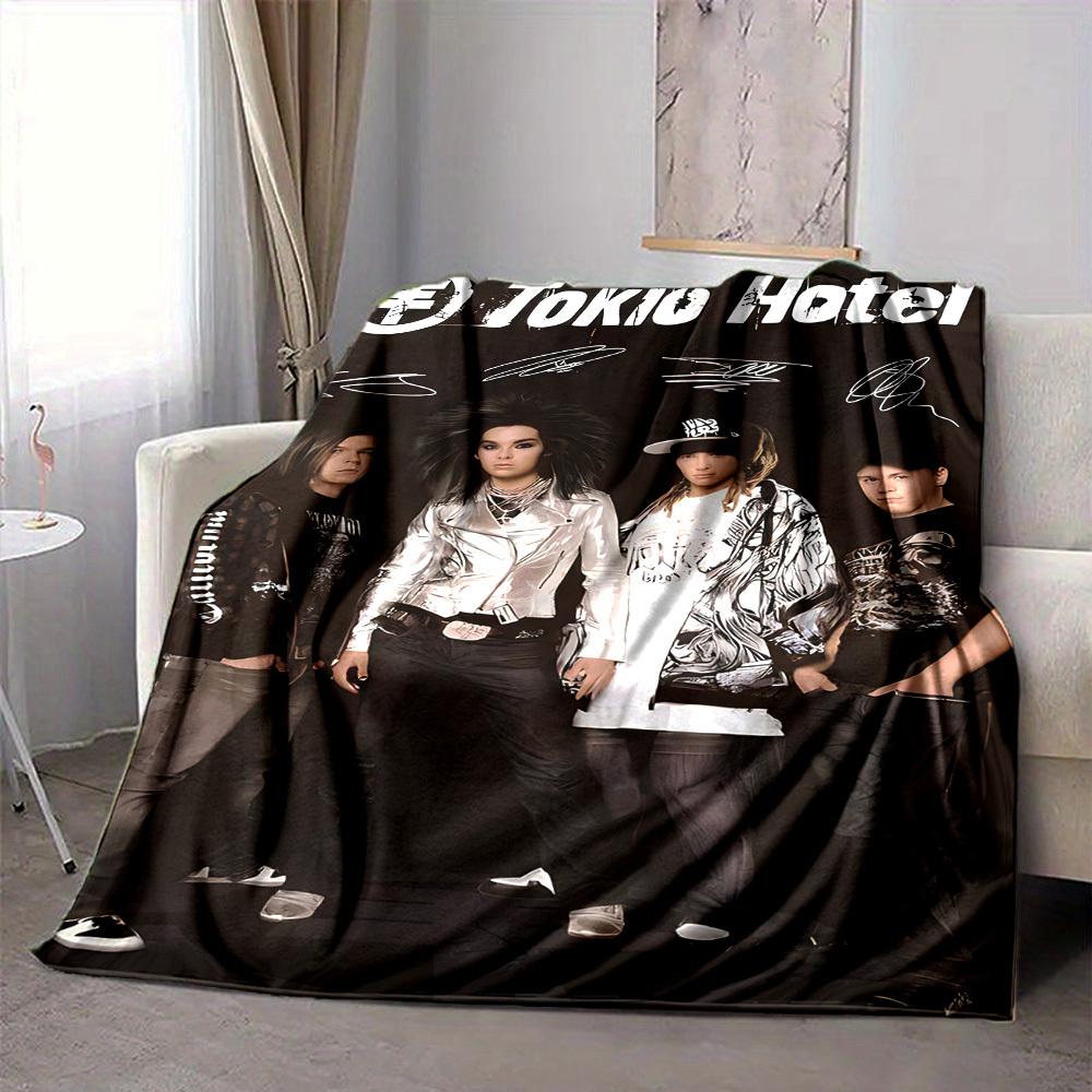 1 шт. Плед с символикой Tokio Hotel, мягкий, для всех сезонов, с ярким дизайном, идеально подходит для дома, путешествий и в качестве подарка, идеален для дневного сна и кемпинга