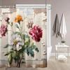 1 шт. Бежевая деревянная панель, масляная живопись, цветочный принт, занавеска для душа из водонепроницаемой полиэстеровой ткани с крючками для ванной комнаты