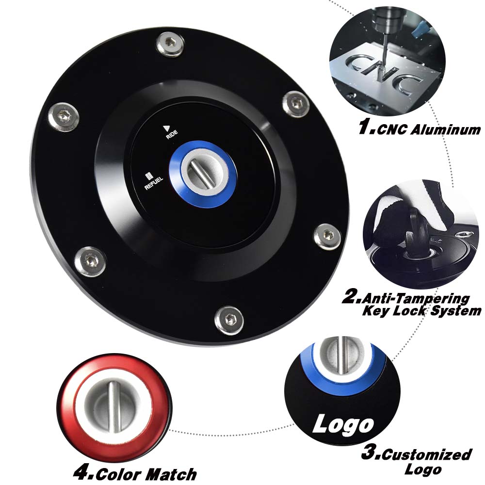 For TRIUMPH TIGER 800/XC All Year 1050 2006-2013 CNC Dirt Bike Fuel Tank Caps Motorcycle Key Locking System Oil Filler Cover
