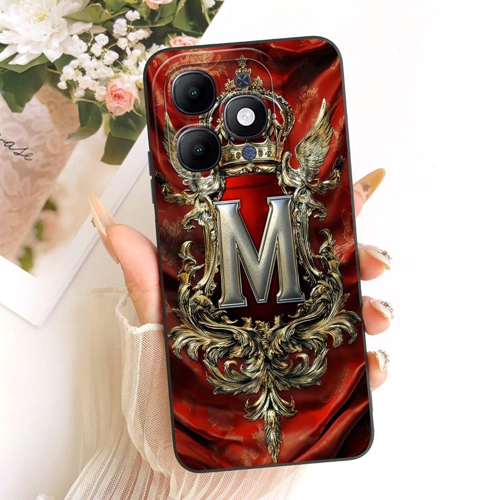 Чехол для ITEL A6610L Чехол для ITEL A90 4G Силиконовый Роскошная Корона Буквы от A до Z 2D Плоский Рисунок Мягкий Чехол для Телефона для ITEL A 90 4G