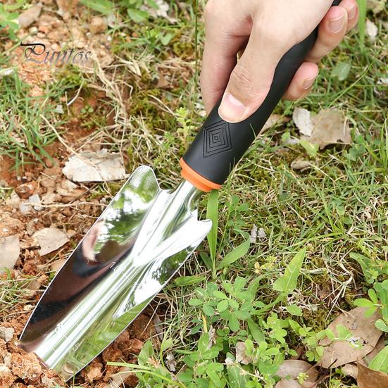 Набор садовых лопат из нержавеющей стали, 3 шт./компл., противоскользящая резиновая ручка, портативный заостренный наконечник для копания, садовый мастерок, посадка газона, трехзубая лопата