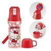 Children's Stainless Steel Water Bottle, 2-Way Design, 470ml (Direct Drinking) and 430ml (Cup Drinking), Sanrio Hello Kitty Design, Lightweight