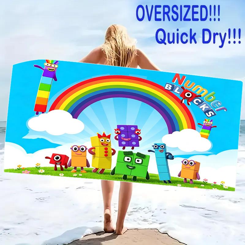 Numberblocks Print Beach Towel, Large Soft Quick Dry Towel for Beach Camping Swimming