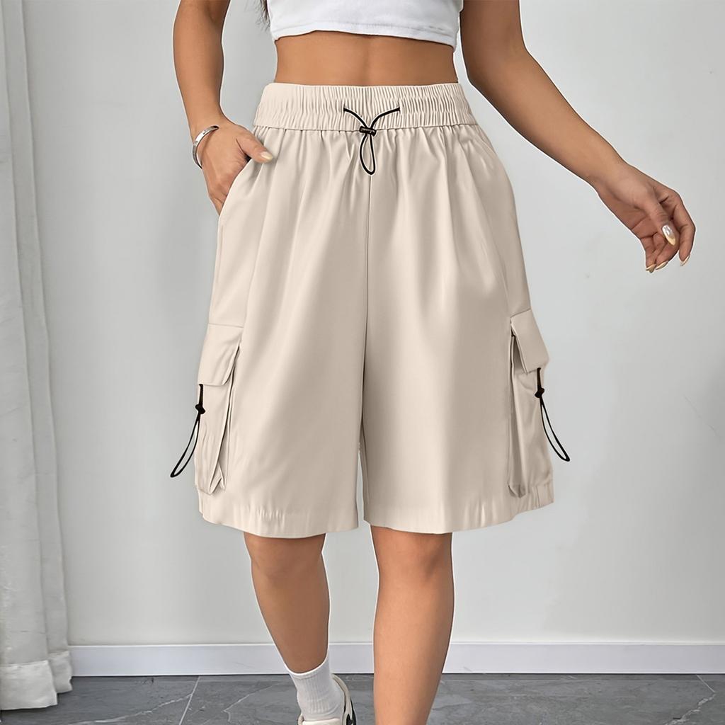 Women's Summer Work Pants Are Loose Comfortable Casual Fashionable With Multiple Pockets And Solid Color Shorts
