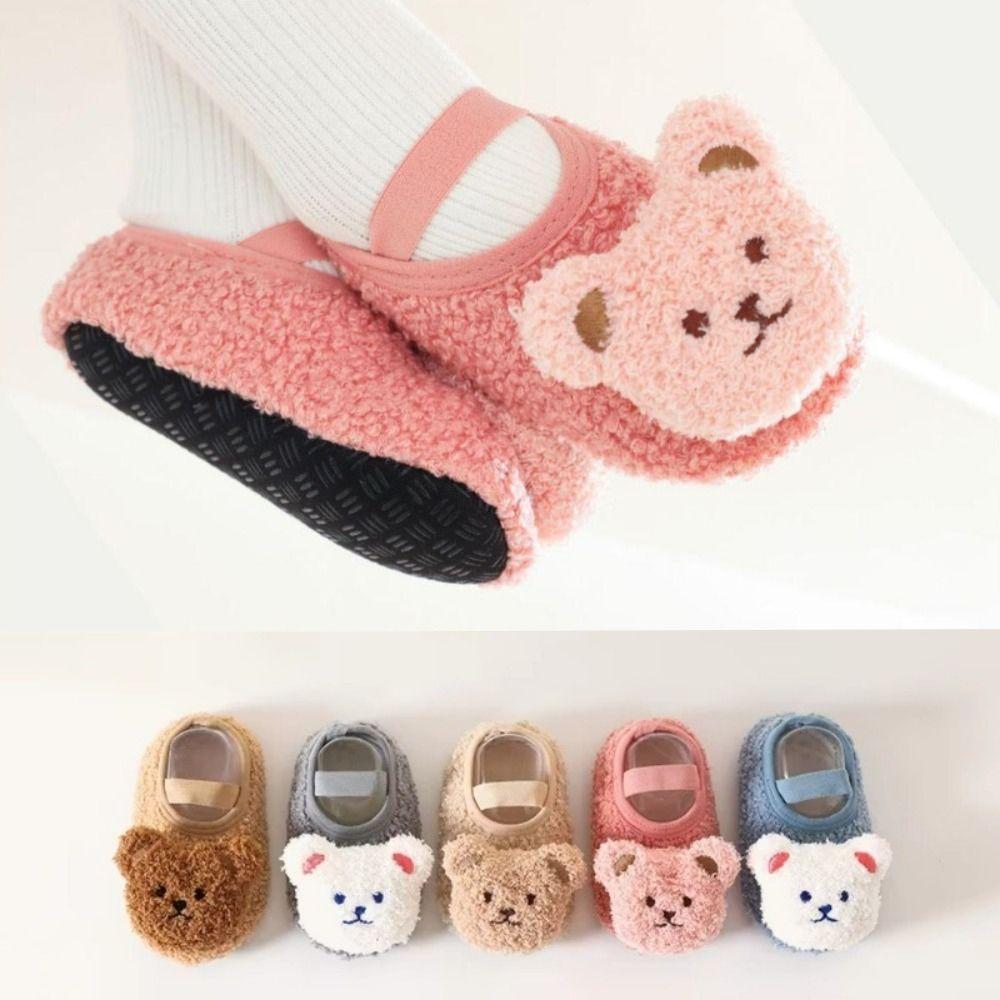 Winter Warm Toddler Shoes Cute Cartoon Bear Baby Boat Sock New Baby Slippers
