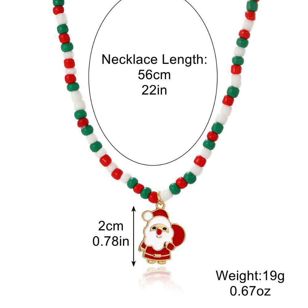 Cartoon Double Layer Christmas Necklace Santa Christmas Tree Rice Beaded Chain Jewelry Accessories Gingerbread Man