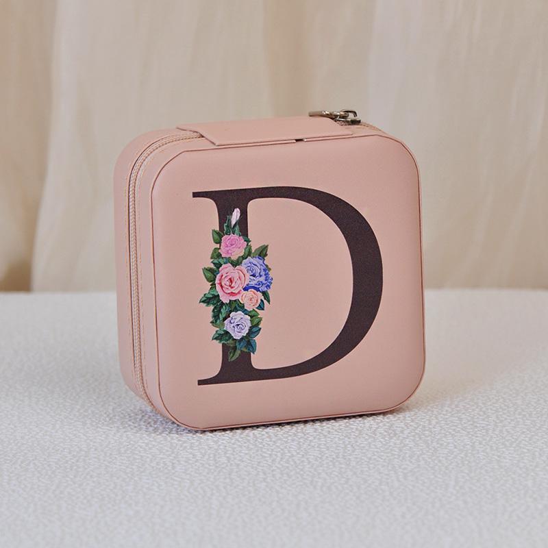 1PC Jewelry Boxes for Wedding Party Black Alphabet Personalized Pink Gift Box Jewellery Holder Jewelry Organizer Case