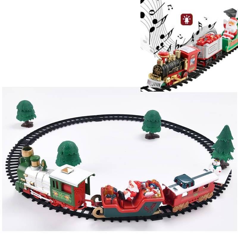 Красочный электрический набор игрушечной железной дороги со светом, музыкой и праздничным настроением для детей