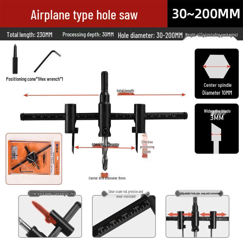 Adjustable Hinge Punching Cutter for Wood, Plasterboard, Downlight, and Spotlight Installation