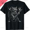 Cat Playing Guitar Rock Star Rock and Roll for Men Women  T-Shirt Print Original Design Gifts T Shirts Camiseta Hombre