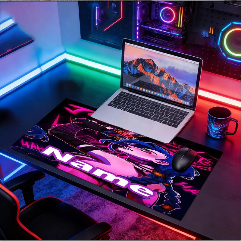 Custom Name Personalized Jinx Pattern Mousepad, Laptop PC Desk Mat, Decorative Desk Mat for Home Keyboard Pad Gift