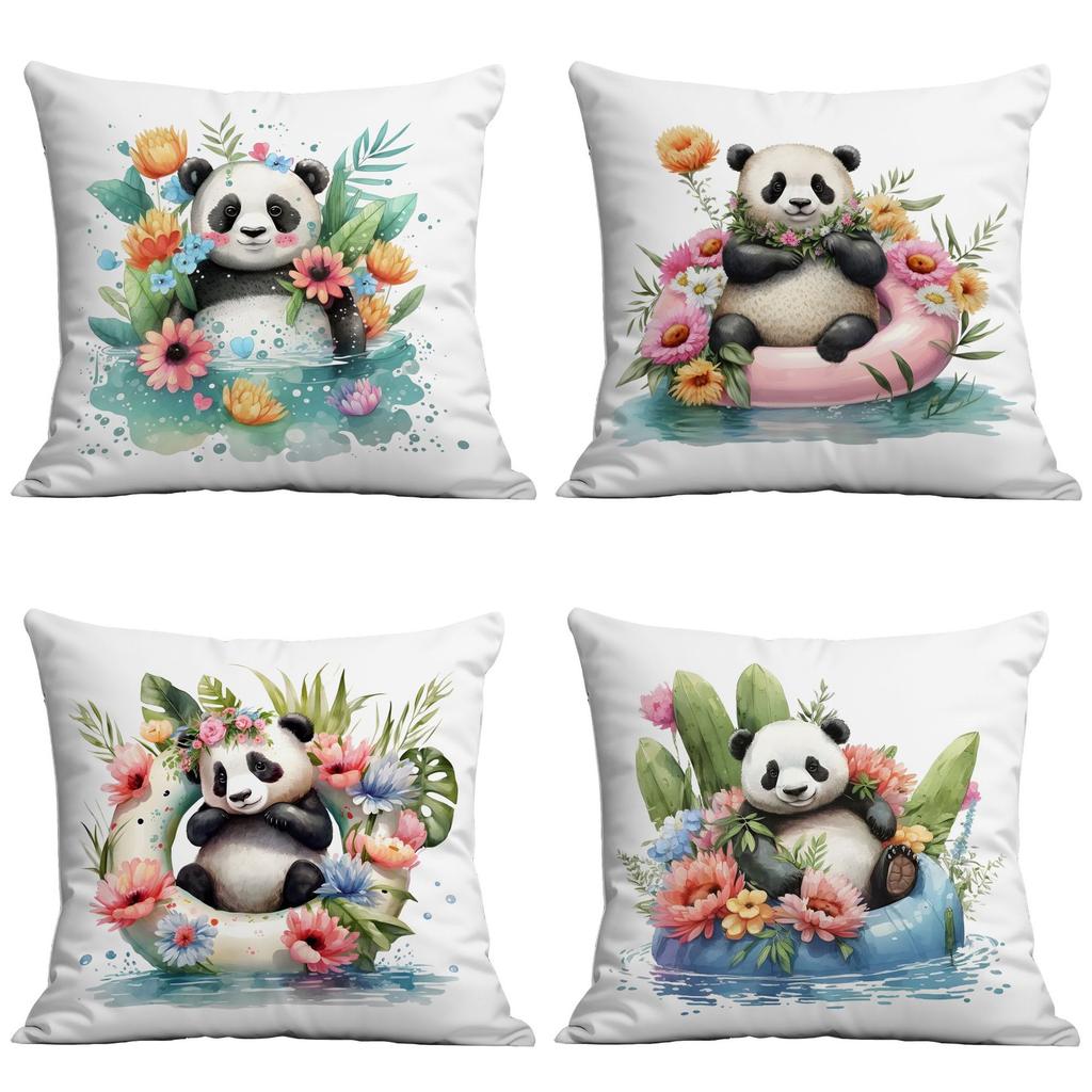 New Cute Cartoon Summer Panda Pillow Case Home Sofa Cushion Pillow Case Decoration