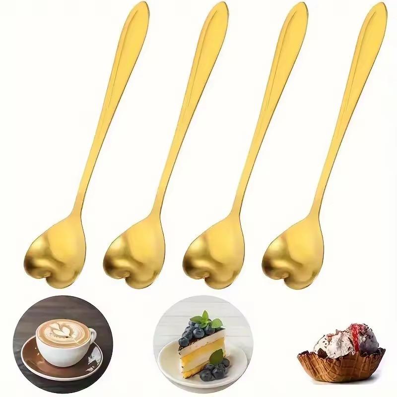 Romantic Heart Spoon Gift Set 10pcs Stainless Steel Stirrers for Coffee Bar Ideal Wedding Or Housewarming Present