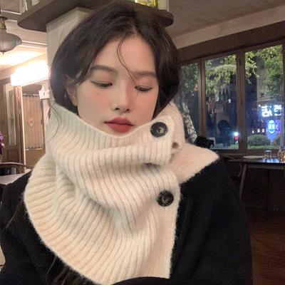Warm Winter Knitted Neck Women Scarf Fashion Design Striped Solid Woolen Yarn Magic Ring Scarves Cashmere Bufanda Muffler