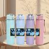 1PC Blue rectangular band album cover print 750ml colorful plastic sports water bottle leakproof pop up lid with straw for outdoor work home use