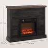 1800W Electric Fireplace with Flame Effect and Remote Control, Made of Wood, Metal and Glass, 96.5x22x81.7 cm, Dark Grey