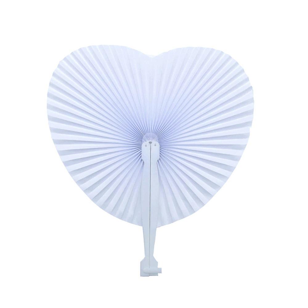 White Blank Fan Heart Shaped Accordion Paper Fans Hand Crafts Folding Fan For Birthday Wedding