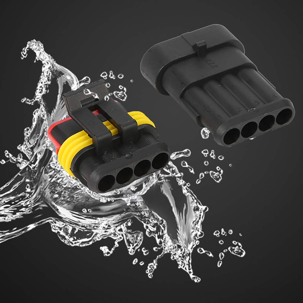 CESFONJER Водонепроницаемый автомобильный разъем, Водонепроницаемый электрический терминал, Комплект штекера и розетки для мотоцикла, скутера, грузовика, морского транспорта, 4 контакта x 8 комплектов