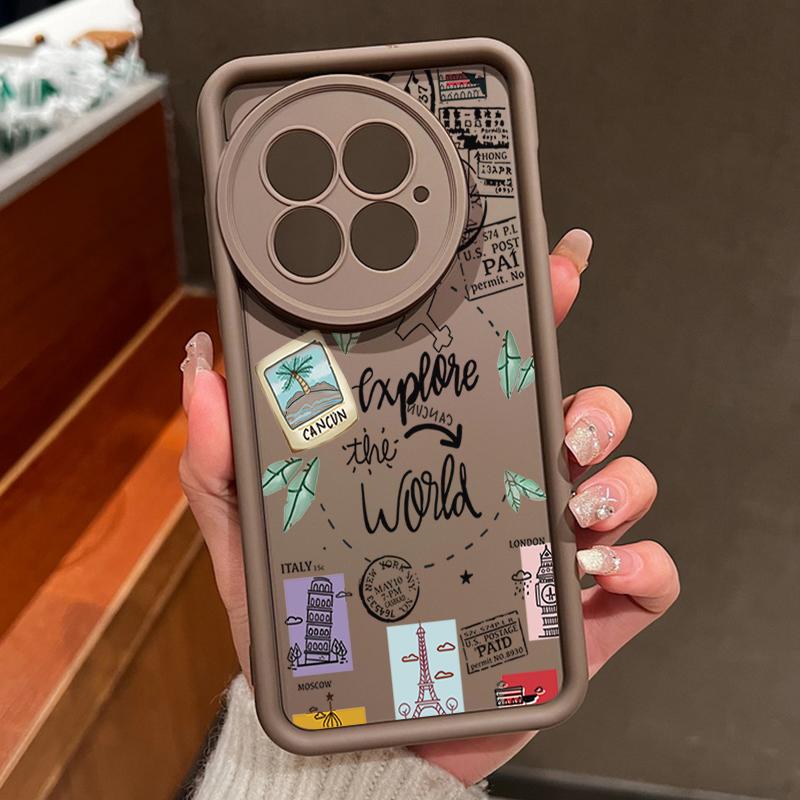 Case For OnePlus 13 12 Cute Cartoon Landmark Label Patterned Shockproof Silicone Soft Cover Fundas For OnePlus 13T 13R 12R 11R