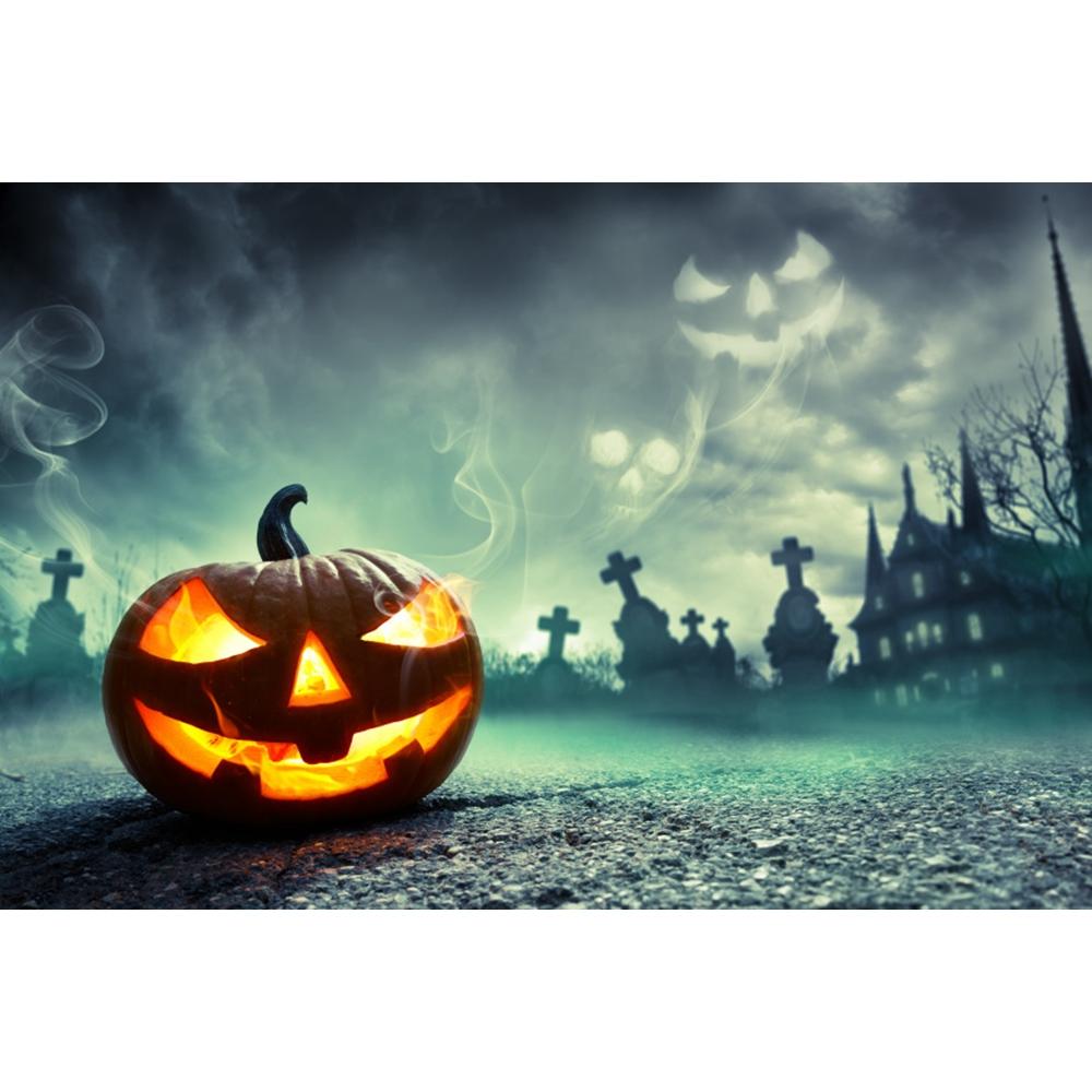 1pc Horro Halloween Party Backdrop with Evil Werewolf Skeleton Pumpkin Waterproof Banner for Halloween Themed Party Decoration