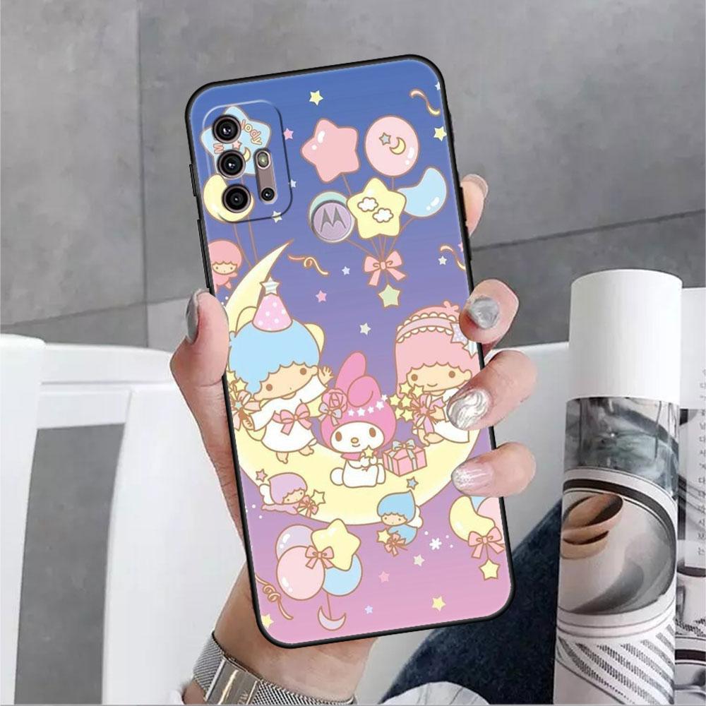Милый чехол LittleTwinStars для Motorola G30 G60 Edge 20 G9 G22 G8 Power G31 G500 G50 30 Pro, черные мягкие чехлы для телефона