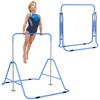 Kids Gymnastic Bar With Adjustable Height Foldable Horizontal Bars Blue