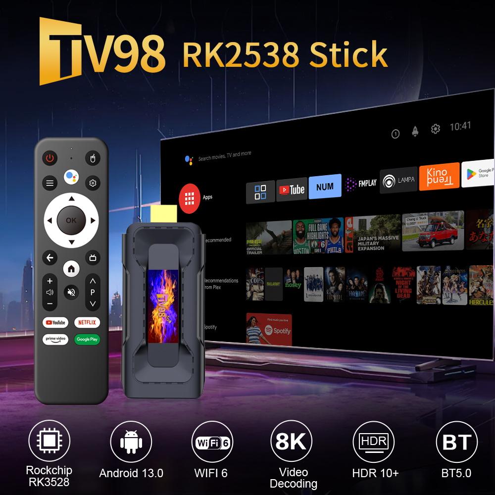 ТВ-приставка Ultra HD TV98 Android 13,0 8K Wi-Fi 6 2,4G/5G Mini Smart TV Stick Bluetooth 5,0 Сетевой медиаплеер телеприставка 2 ГБ 16 ГБ