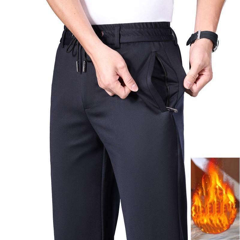 Мужские весенне-осенние свободные брюки прямого кроя больших размеров с эластичной резинкой, молодежные деловые повседневные однотонные брюки