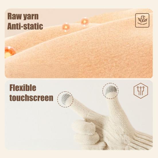 Thick Warm Knitted Gloves Windproof Touch Screen Winter Gloves for Riding Skiing Men Women Keep Warm Mittens