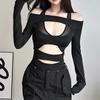 Bodysuit Rock Punk Hollow Out Sexy Gothic Bodycon Mesh Sheer Shirts Women Long Sleeve Patchwork