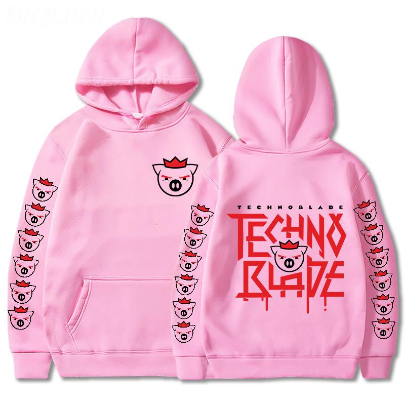 Technoblade Harajuku Аниме Толстовки Толстовки Манга Мультфильм Печатные Повседневные Пуловеры Свободные с капюшоном Унисекс Большие размеры Мужские пальто Уличная одежда