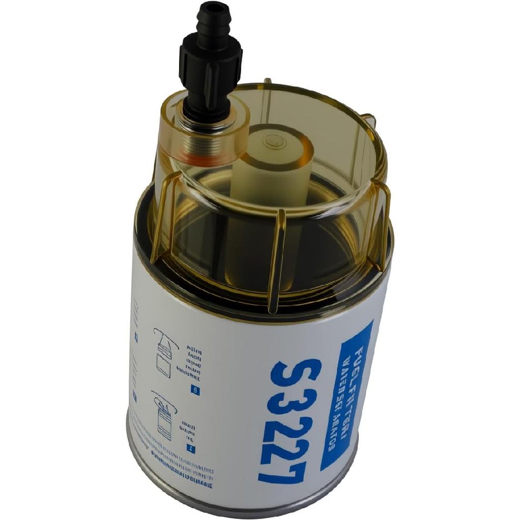 S3227 Fuel Filter Marine Fuel Water Separator With Clear Bowl Replacement For Marine Outboard Motor Mercury Replace# S3227 320R 490R-RAC-01 18-7948