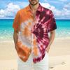 Мужская модная свободная пляжная рубашка с коротким рукавом и принтом тай-дай