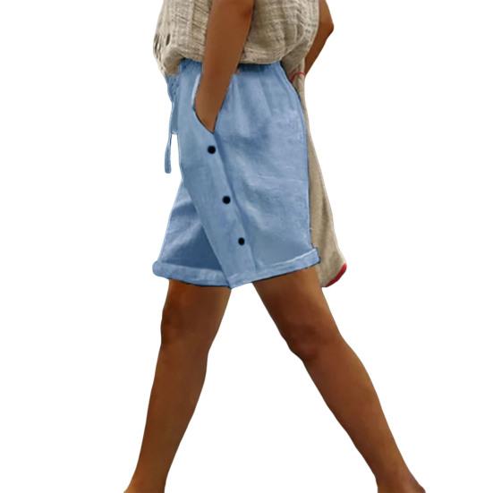 Женские повседневные шорты, эластичные шорты с завязками на высокой талии и карманами, летний пляжный наряд для отдыха