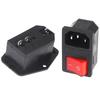 IEC320 C14 AC Electrical Socket Red LED Rocker Switch 10A 250V 3 Pin for Home Theater System Power Access