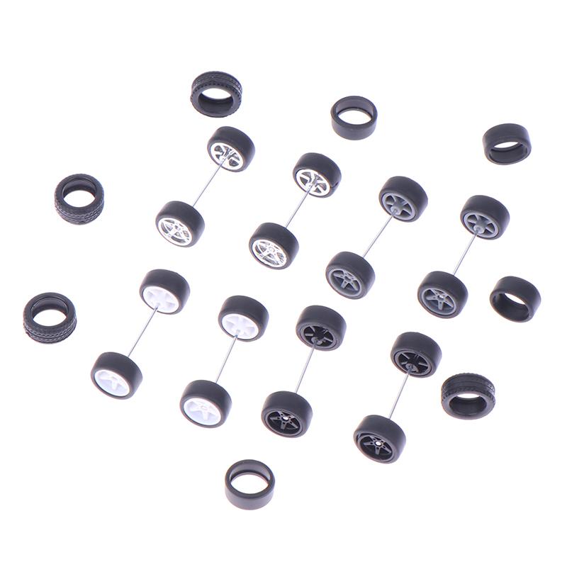 1Set Diy Racing Vehicle Toys 1:64 Car Wheels For Rubber Tire With Wheel Axle Model Modified Part