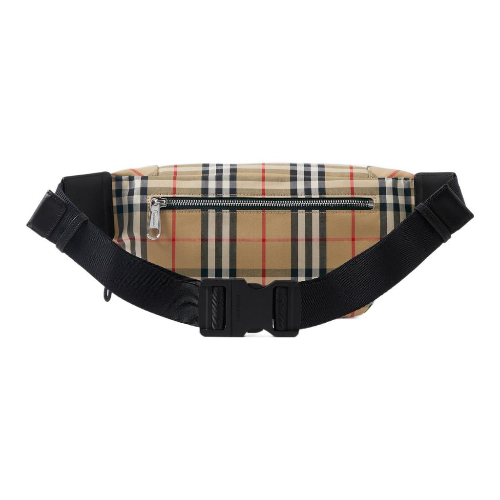 Burberry Винтажная Классическая Клетка Полиэстер Сумка Через Плечо На Грудь На Пояс Средняя Мужские сумки Бежевый 80104301