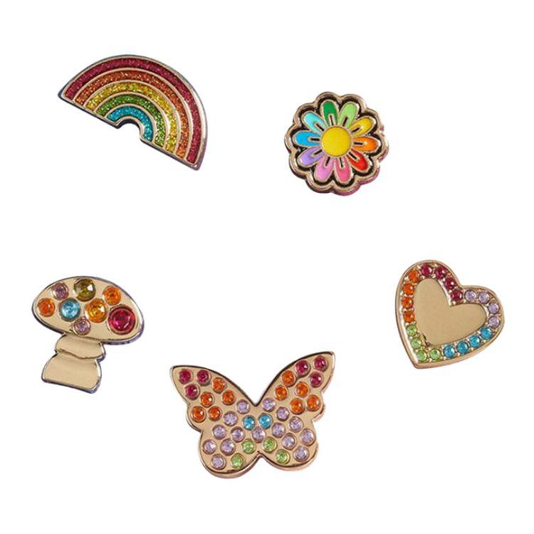 Crocs Акриловые аксессуары для обуви с мультяшным узором, унисекс, для пары, радужных цветов