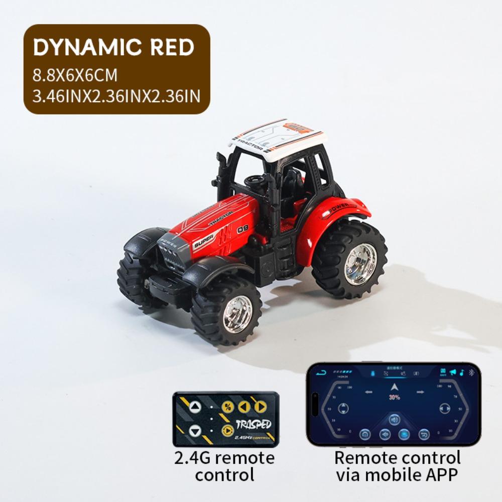 Remote Control Car Engineering Vehicle 2.4G Transport Truck 1:64 Alloy Farm Tractor Desktop Toy