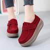 Lady Height Increase Chunky Platform Loafers Casual Elegant Suede Women Red Thick Sole Slip On Shake Shoe for Mother