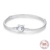 925 Silver Rubber Bracelet Love Butterfly Clover Charm Beads Jewelry For Women Love Gifts