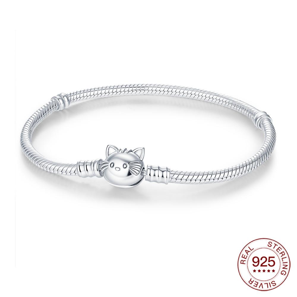925 Silver Rubber Bracelet Love Butterfly Clover Charm Beads Jewelry For Women Love Gifts
