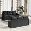 7-Piece Garden Sofa Set with Black Poly Rattan Cushions, 2-Seater Garden Sofa with Storage & Cushions 3354262