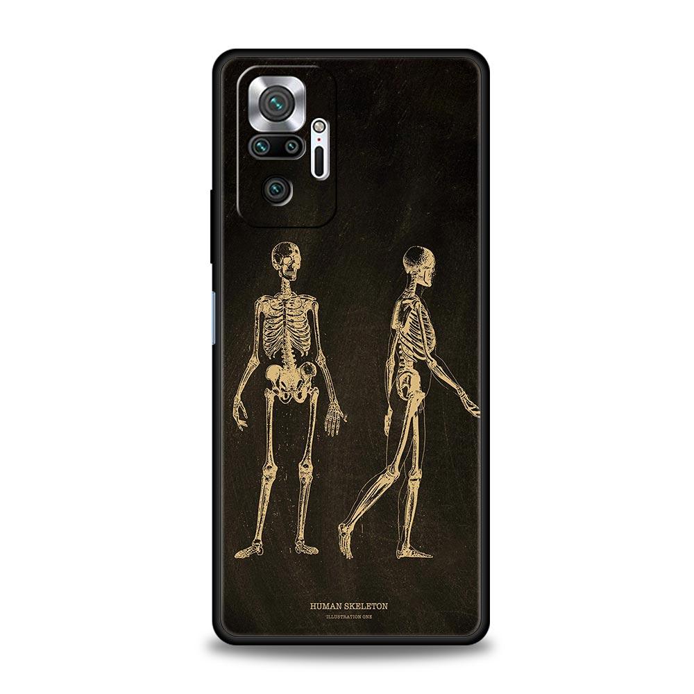 Чехол для телефона Xiaomi Redmi Note 14 13 5G 10 11 12 Pro Plus 4G 14C 13C 12C 10C с рисунком Анатомия Скелет Меловая доска Тело Сердце