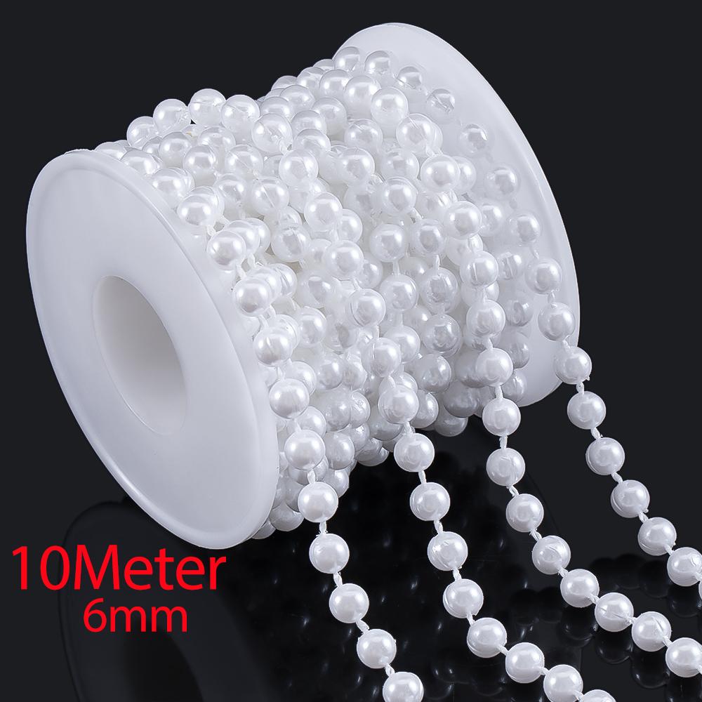 10M 2M ABS Imitation Pearl Star Bead Chain Line Cord Plastic Thread Trim DIY Wedding Party Decor Jewelry Findings Craft Material