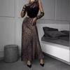 Womens Leopard Print High Waist Maxi A-Line Skirt Bohemian Style