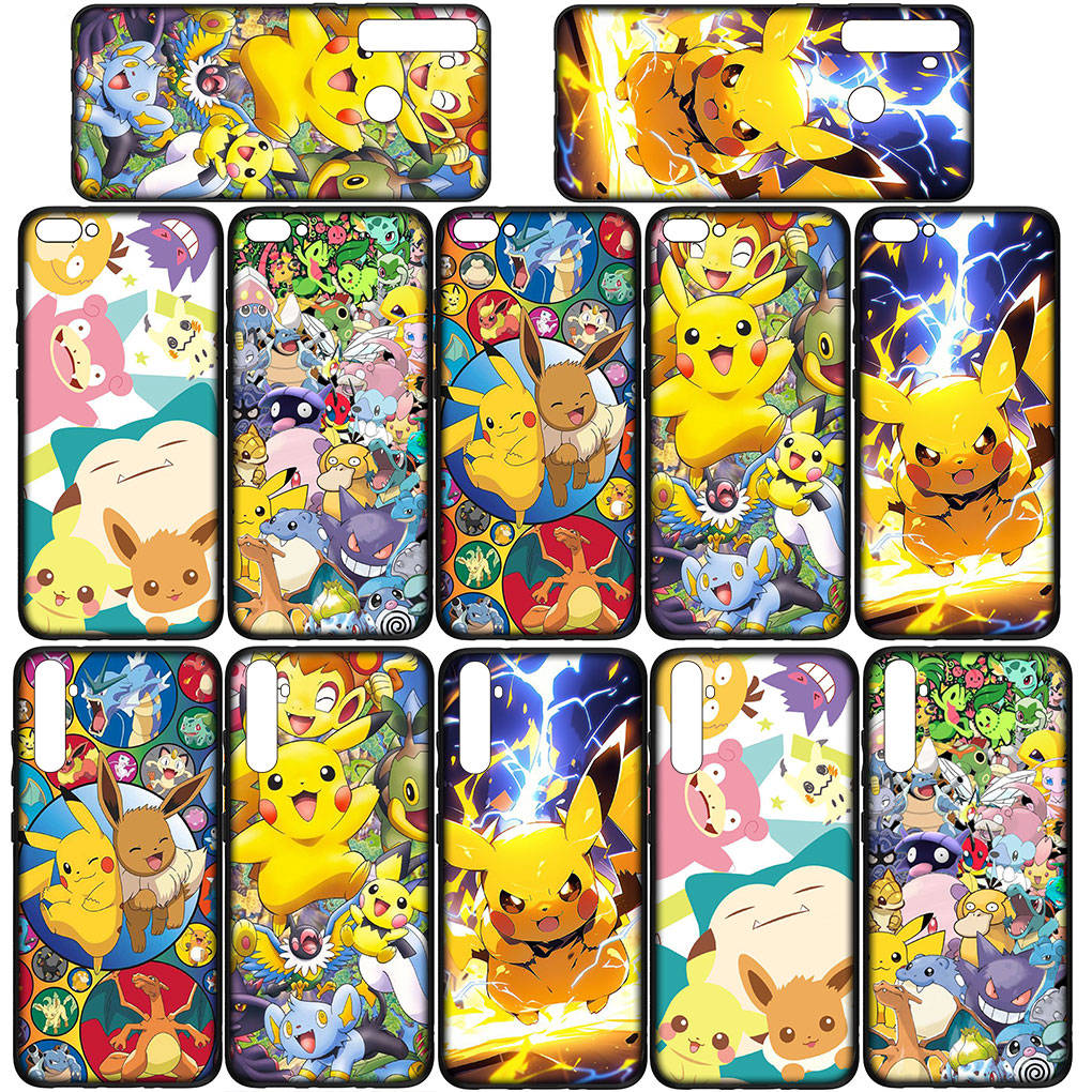 Чехол для iPhone 16 15 Xiaomi Redmi Note 14 13 12 11 Pro Max X 8 16e Samsung Galaxy S25 S24 S23 Moto OPPO Huawei Eevee Pokemon Pikachu милый чехол для телефона