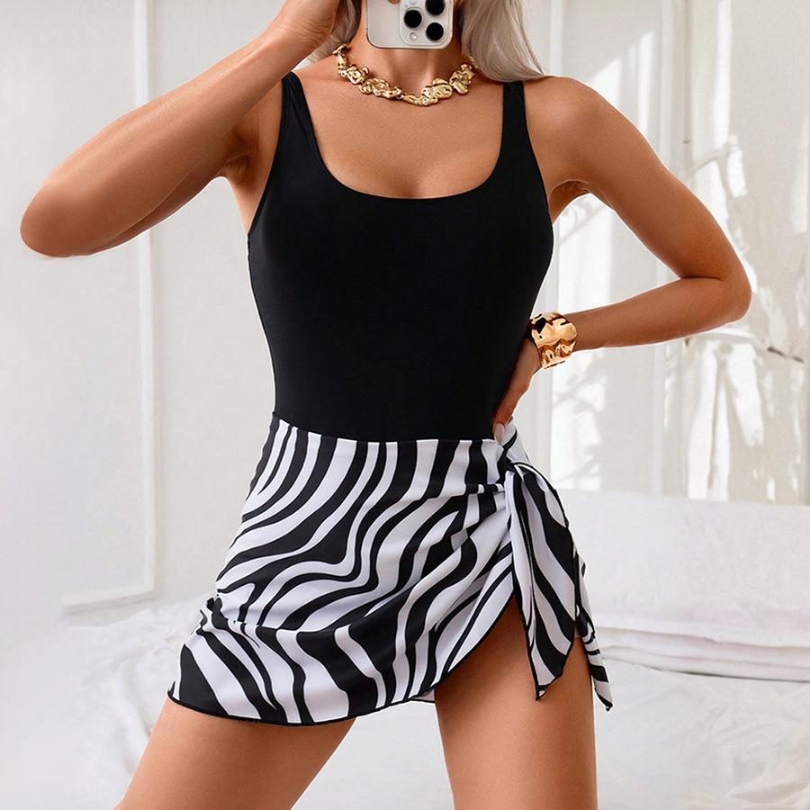 Female Sexy Slim Skirt Swimsuit Printed European and American One-piece Swimsuit Bikini