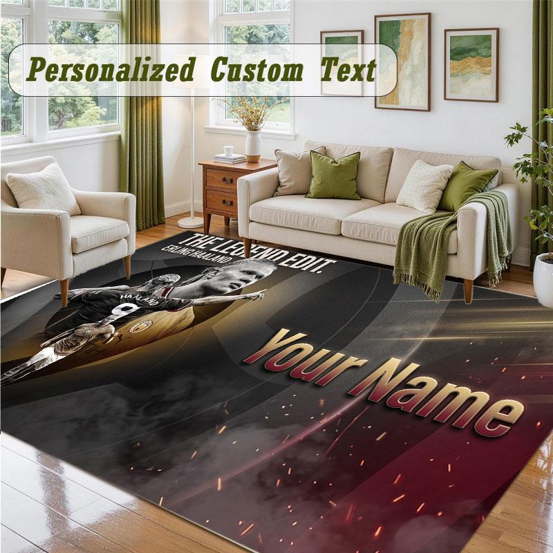 Crystal Velvet Square Rug Custom NameErling Haaland Pattern Non Slip Home Floor Decor Rug