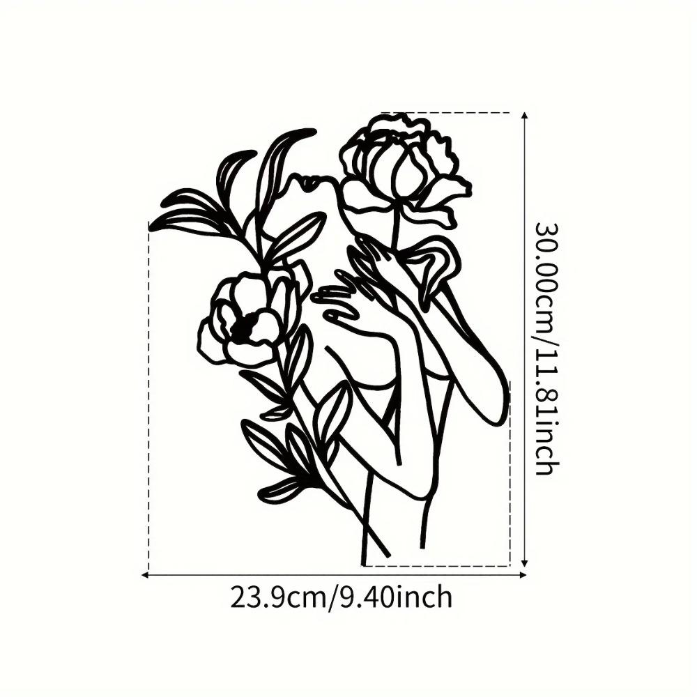 Flower Woman Metal Wall Art - Abstract Floral Design, Modern Wall Décor, Stylish Metal Wall Hanging for Elegant Home Decoration